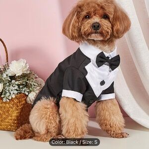 Elegant Black Bow Tie Pet Dog or Cat Wedding Formal Tuxedo